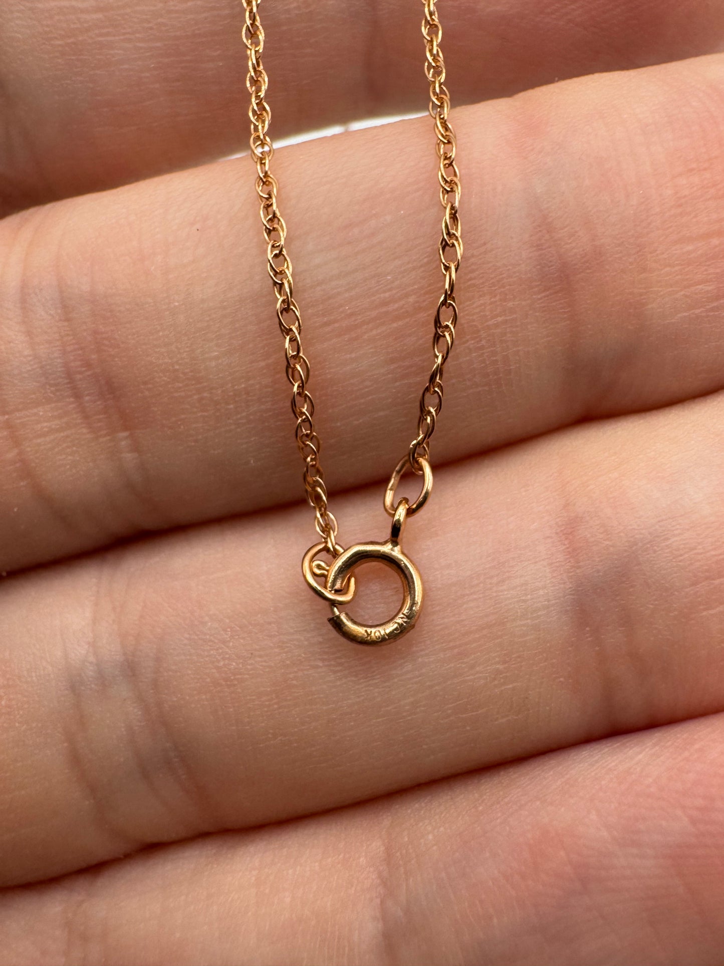 9ct rose gold zircon necklace (18”)