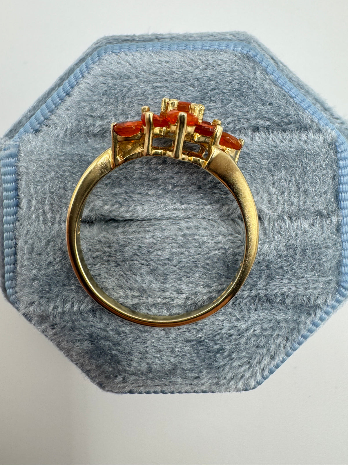 9ct gold fire opal cluster ring