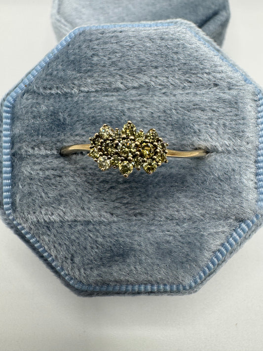 14ct gold yellow diamond cluster ring
