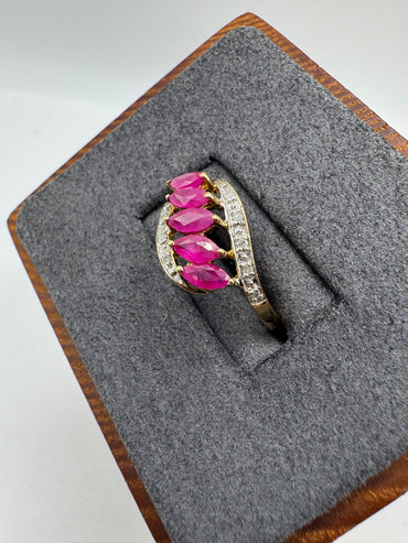 9ct gold ruby and diamond ring