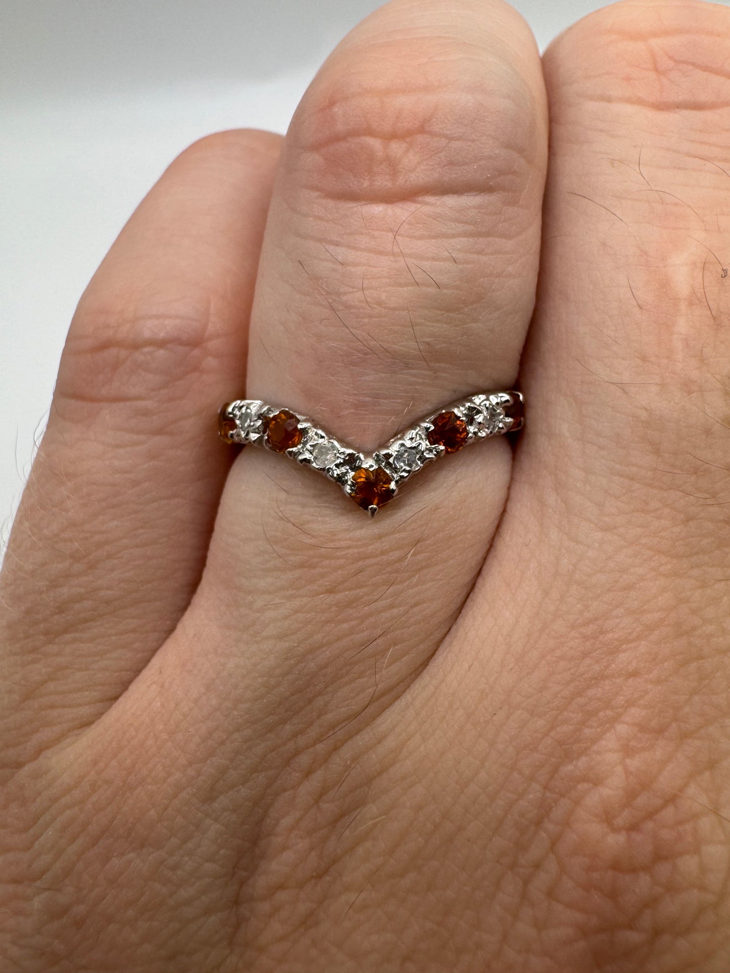9ct gold citrine and diamond wishbone ring