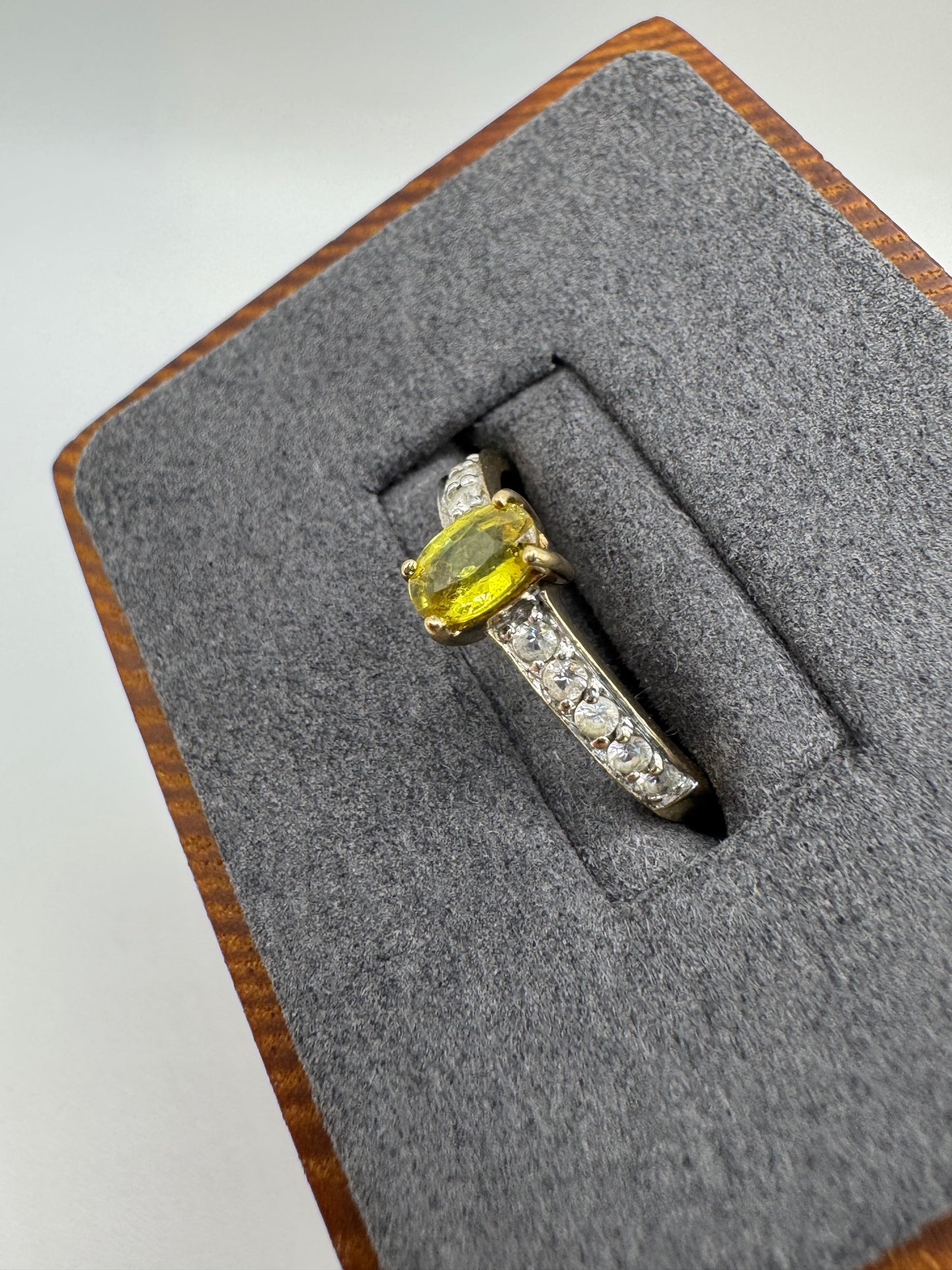 9ct gold sphene and zircon ring