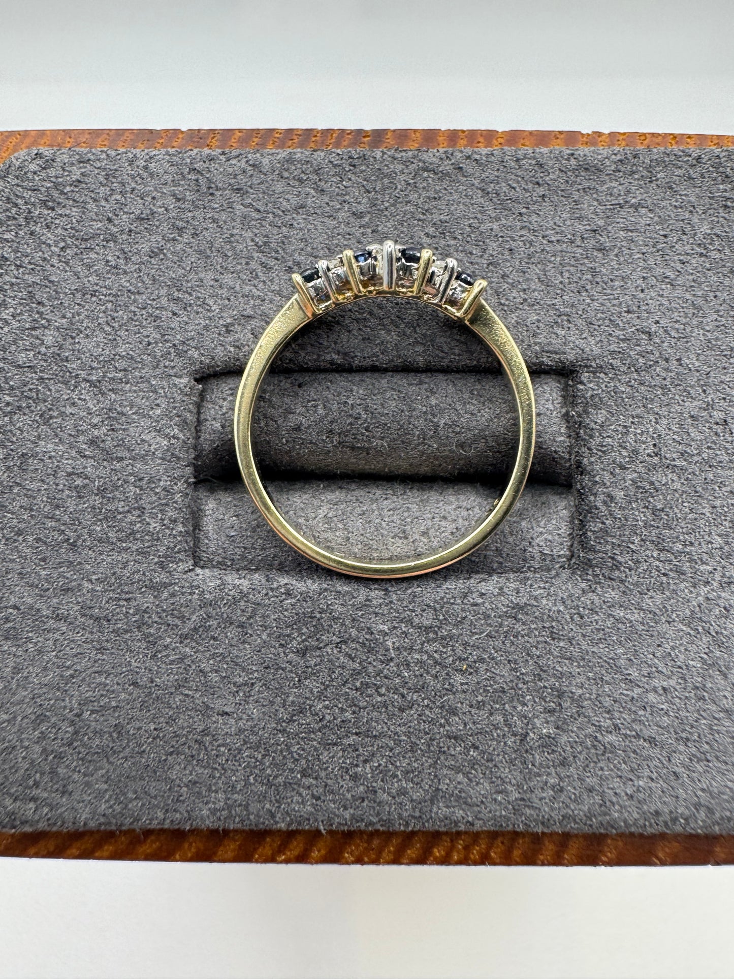 9ct gold sapphire and diamond wishbone ring