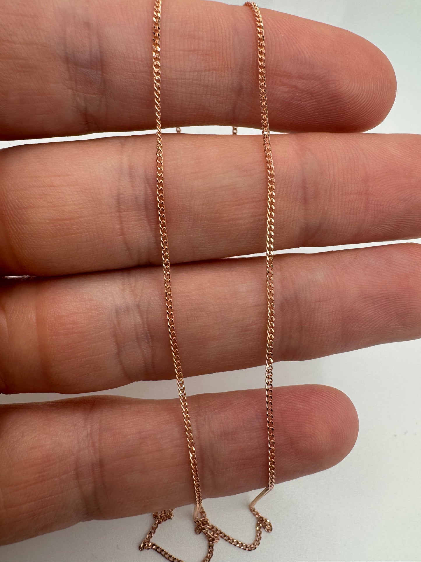 9ct rose gold curb chain 16
