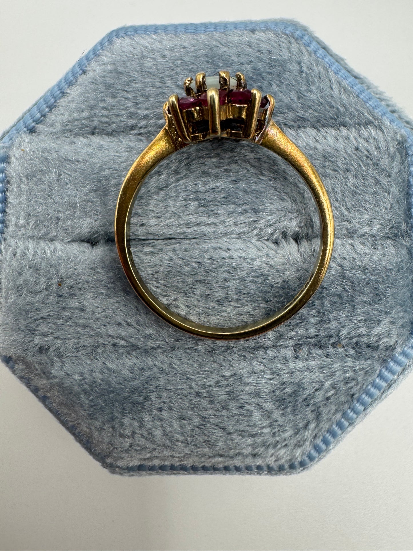 9ct gold opal and ruby ring