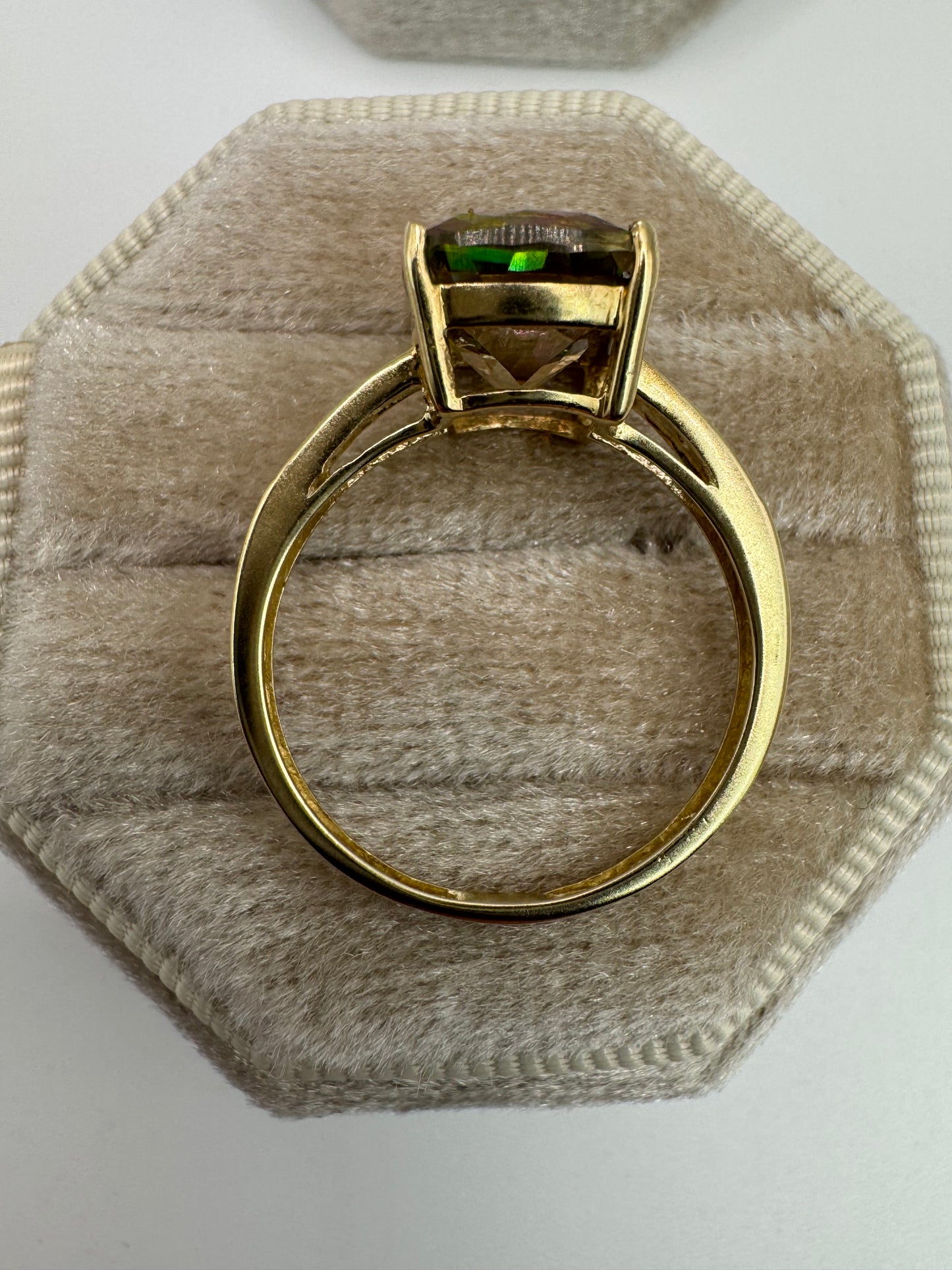 9ct gold mystic topaz and diamond ring