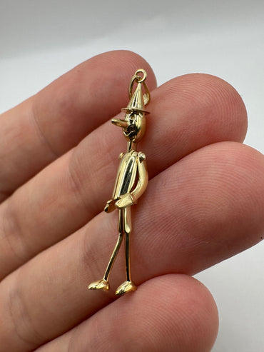 9ct gold articulated puppet pendant