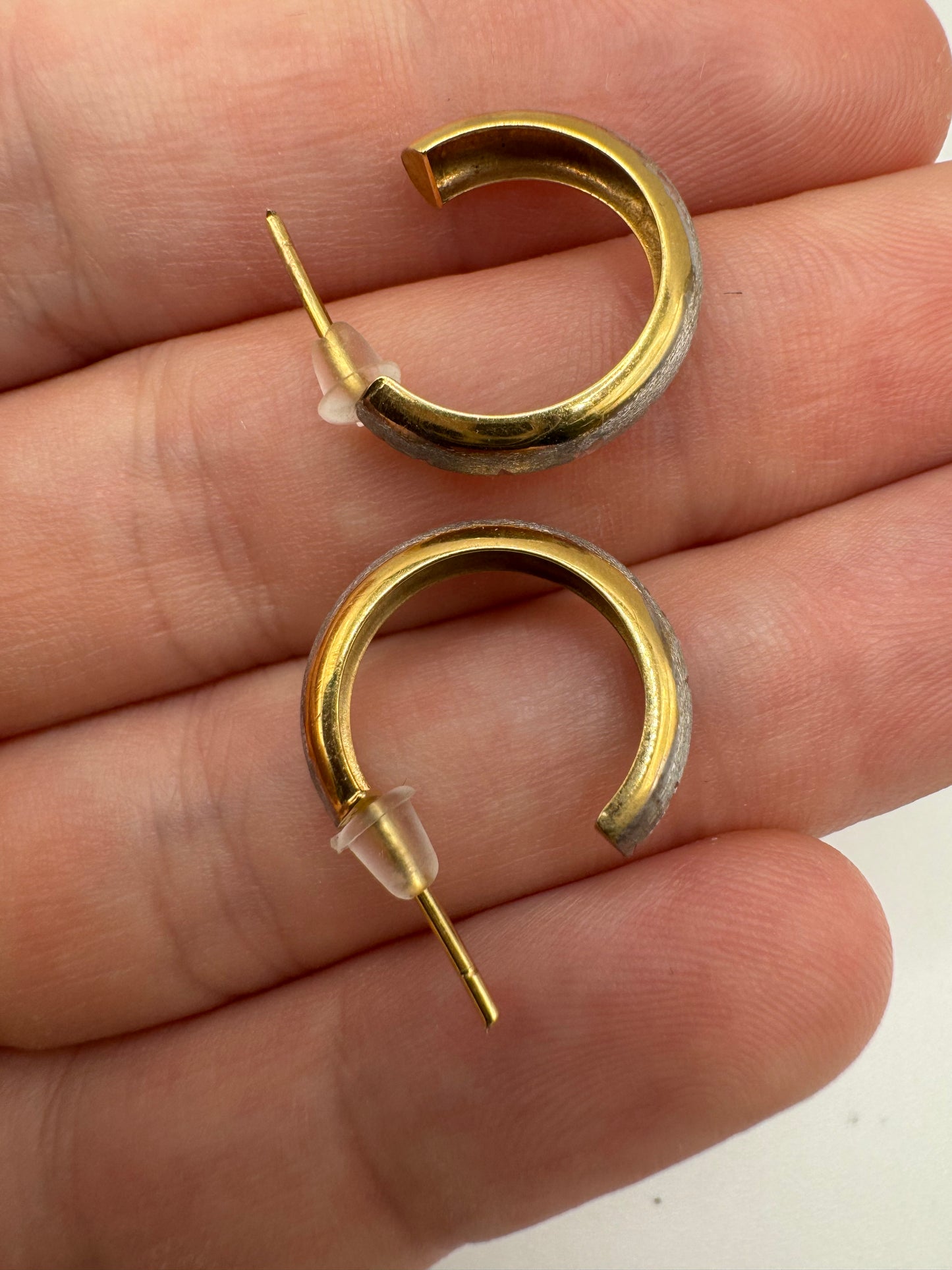 9ct two tone gold creole earrings