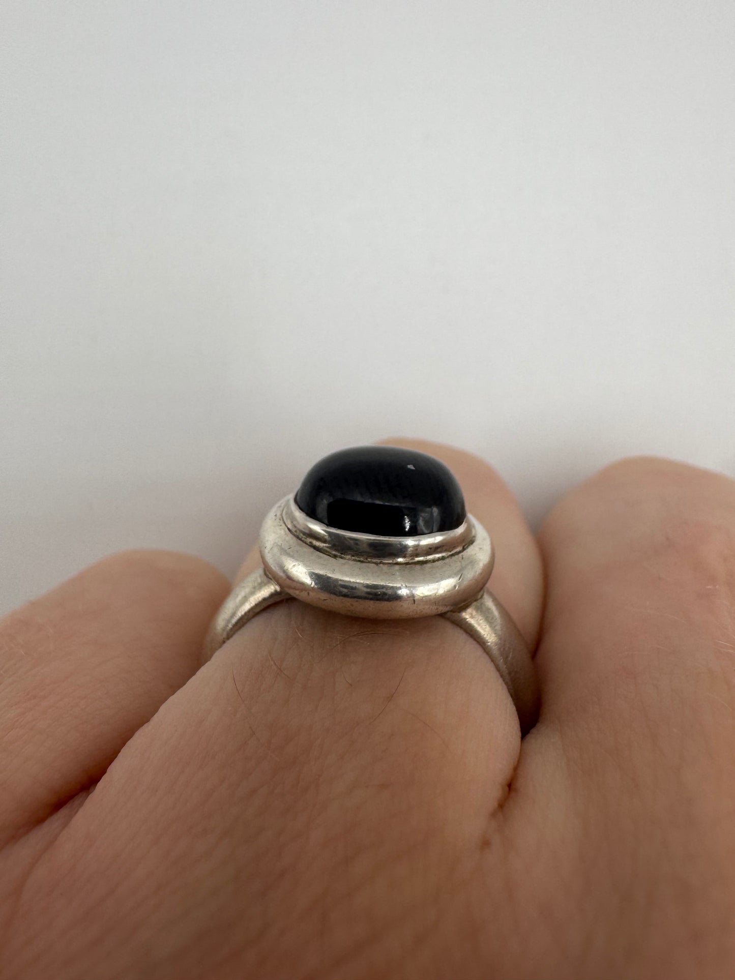 Silver star sapphire ring