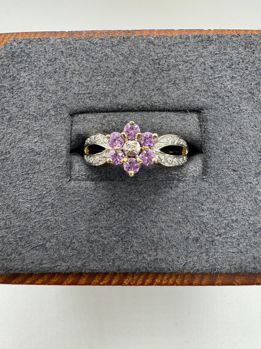 9ct gold pink topaz and diamond ring