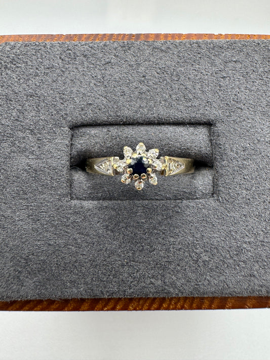 9ct gold sapphire and diamond ring