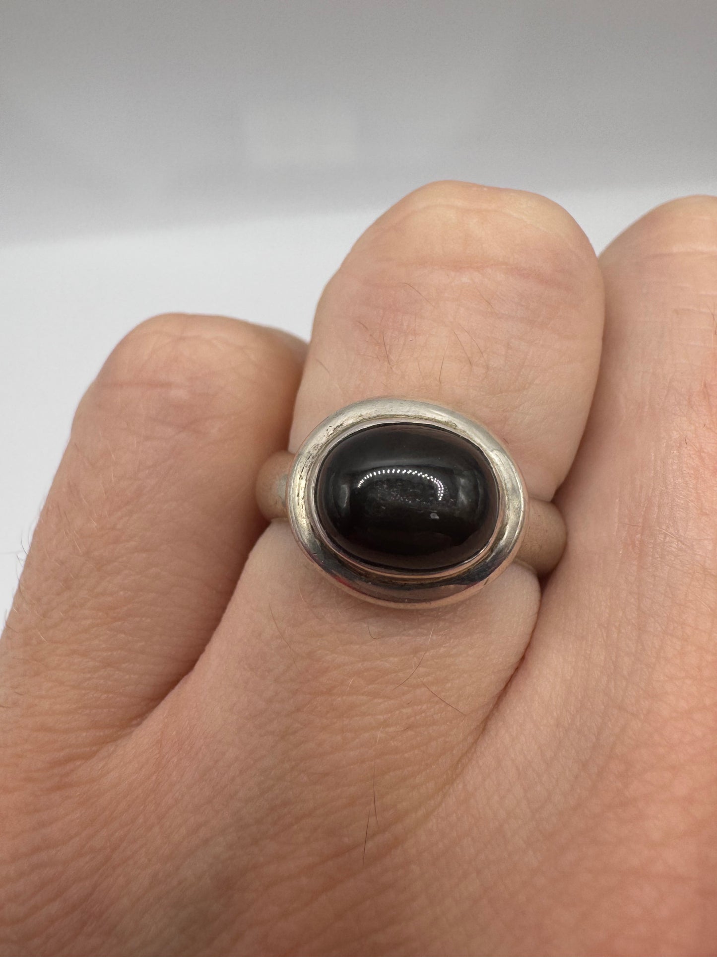 Silver star sapphire ring