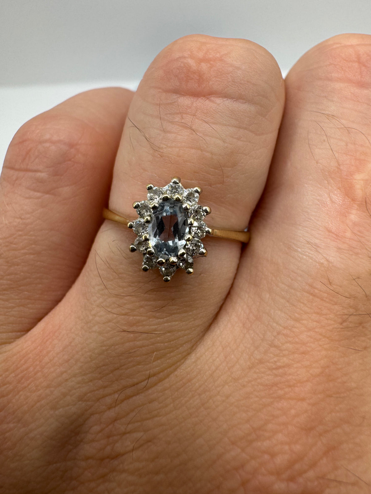 9ct gold topaz and cz ring