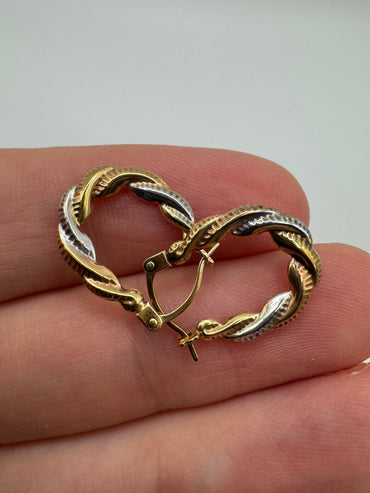 9ct gold twisted creole earrings