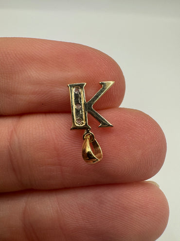 9ct gold diamond initial K pendant