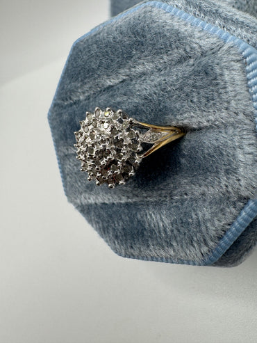 9ct gold 25 point diamond cluster ring