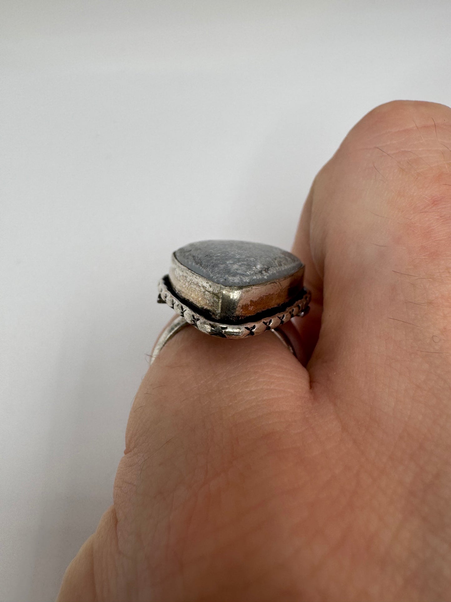 Silver agate ring (6-L1/2)