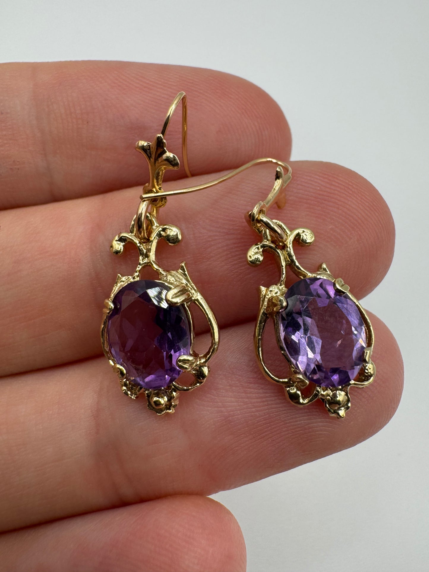 9ct gold amethyst earrings