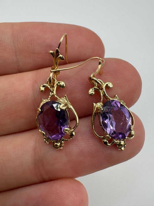 9ct gold amethyst earrings