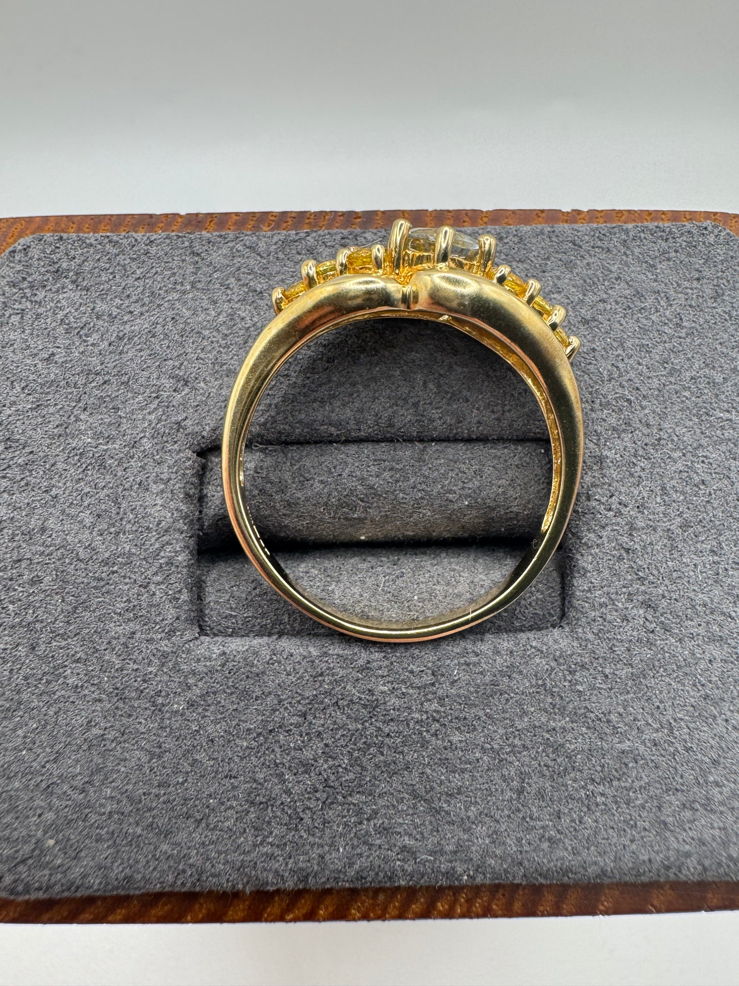 9ct gold topaz and yellow sapphire cluster ring