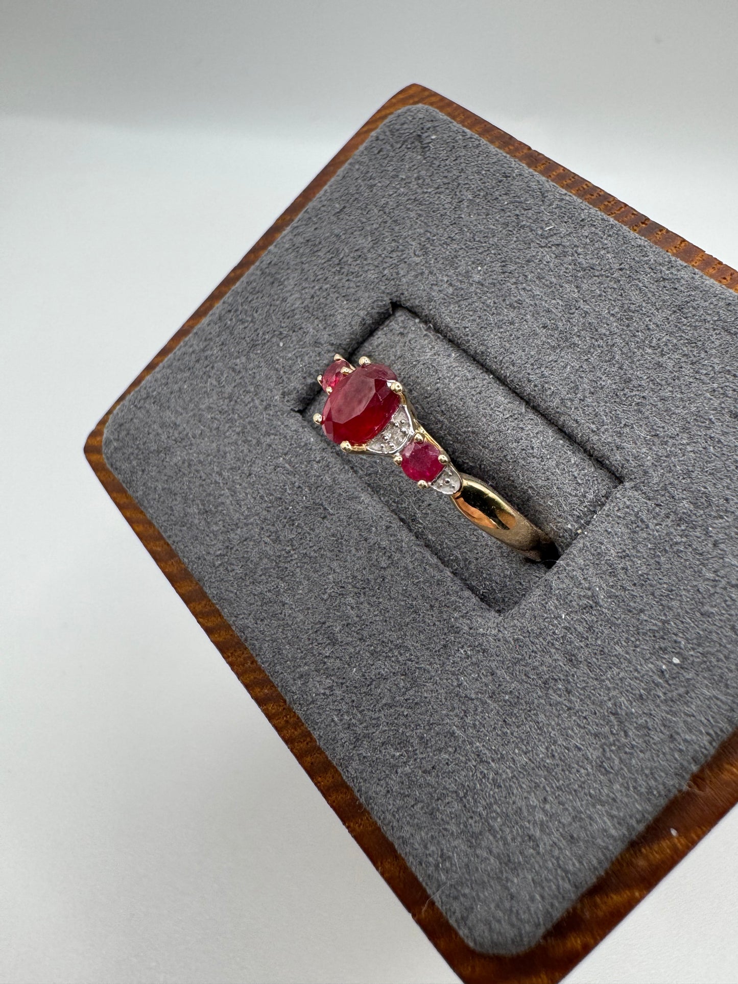 9ct gold ruby and diamond ring