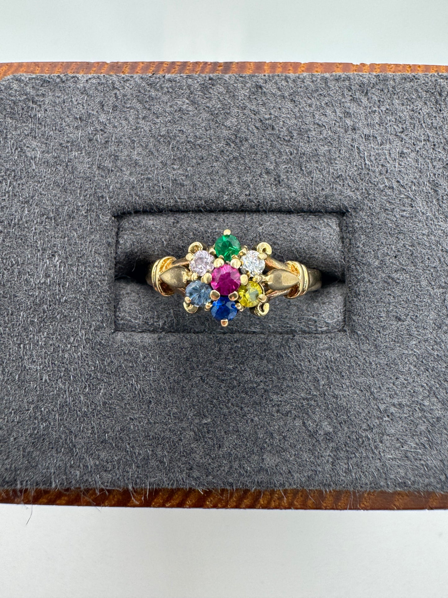9ct gold multi-gem cluster ring