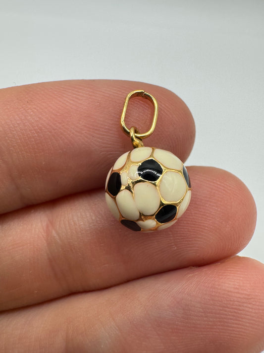 9ct gold enamelled football charm