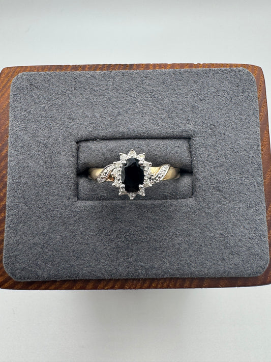 9ct gold sapphire and diamond ring
