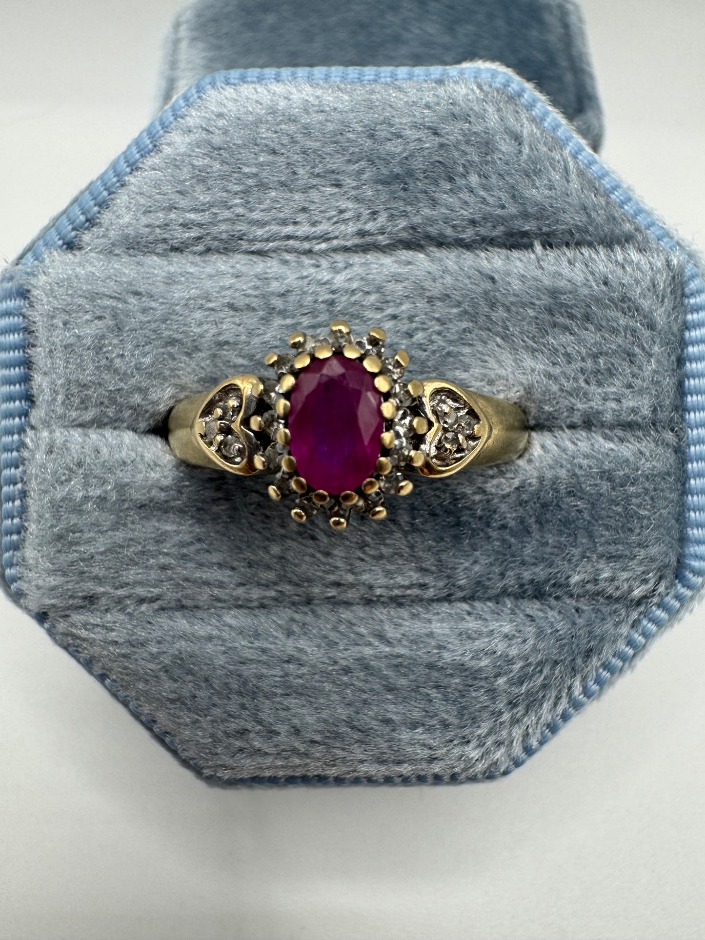 9ct gold ruby and diamond ring