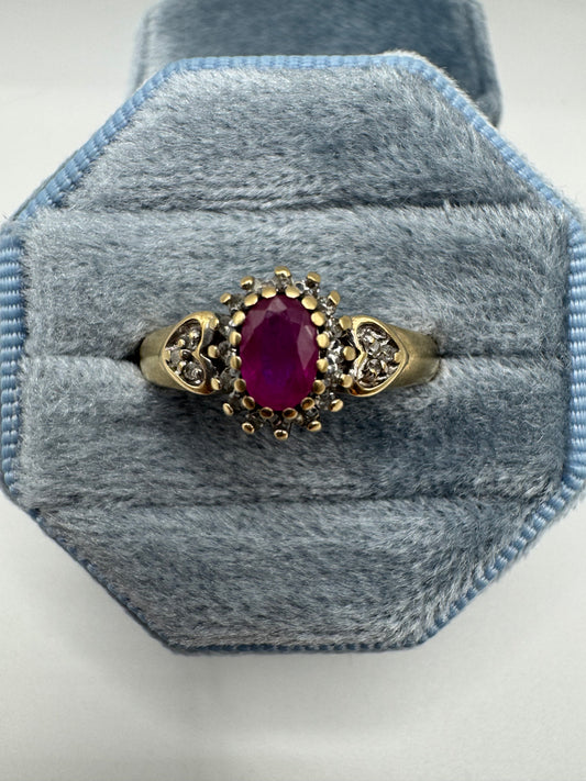 9ct gold ruby and diamond ring