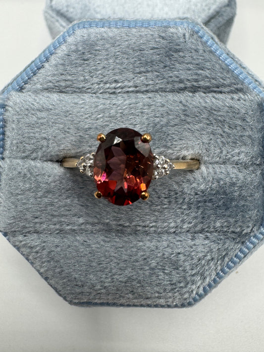9ct gold tourmaline and diamond ring