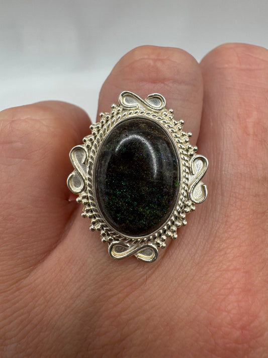 Silver gemstone ring