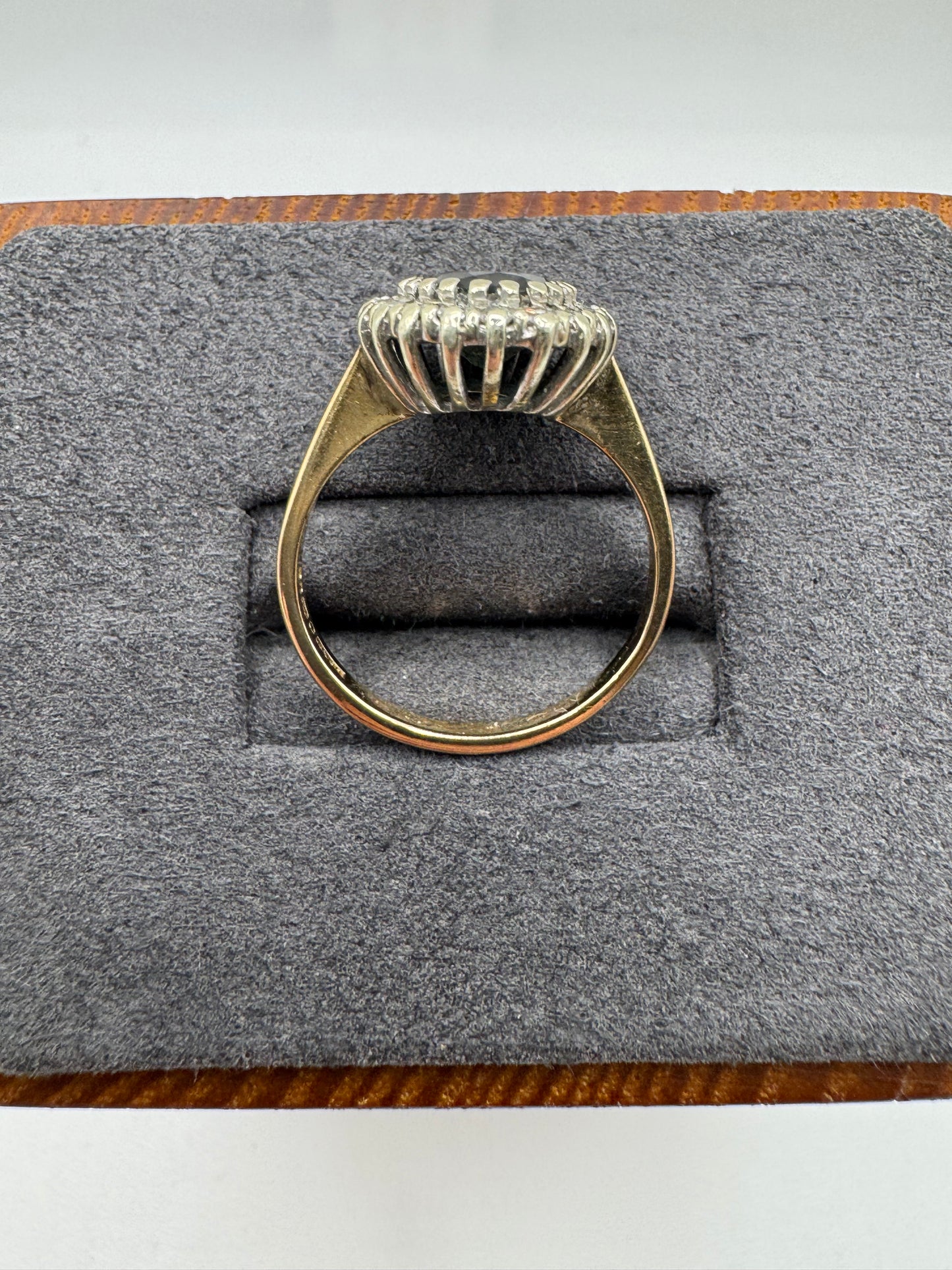 9ct gold sapphire and diamond cluster ring