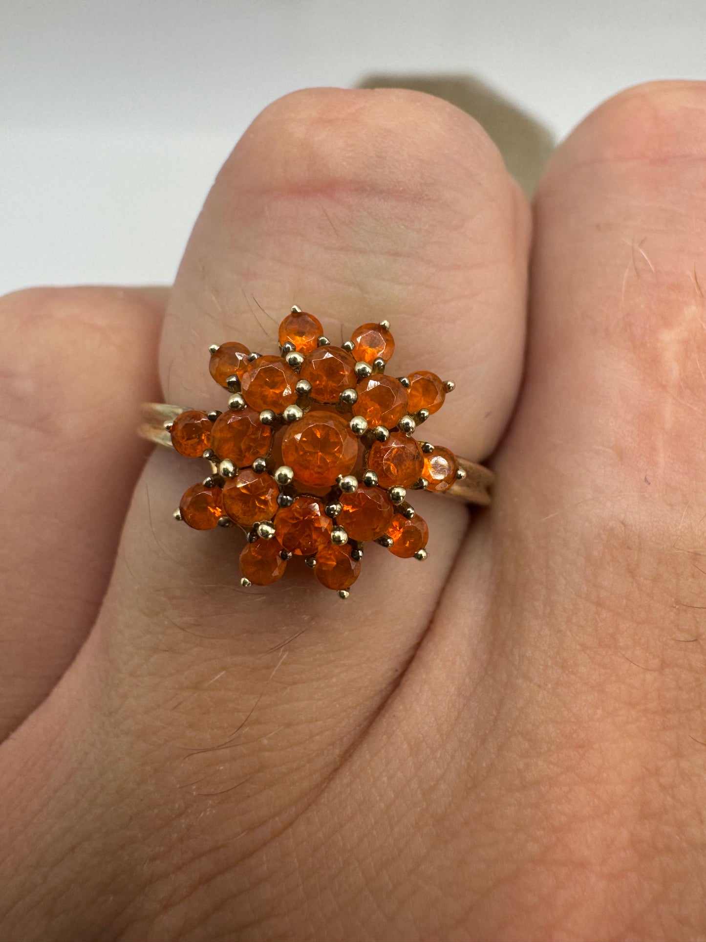 9ct gold fire opal cluster ring
