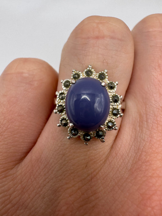 Silver gemstone ring