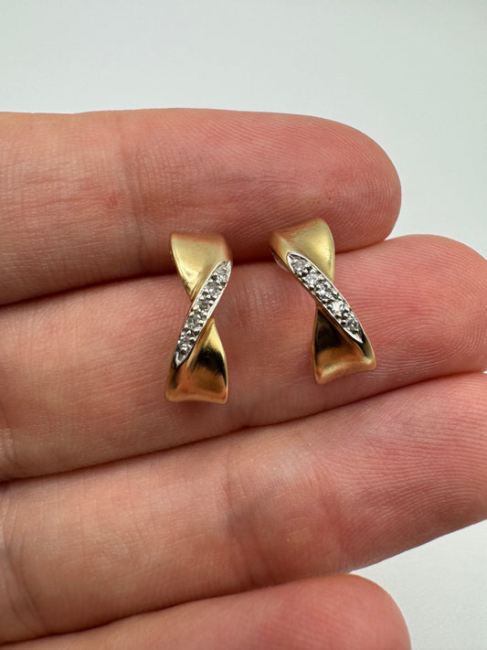 9ct gold diamond earrings
