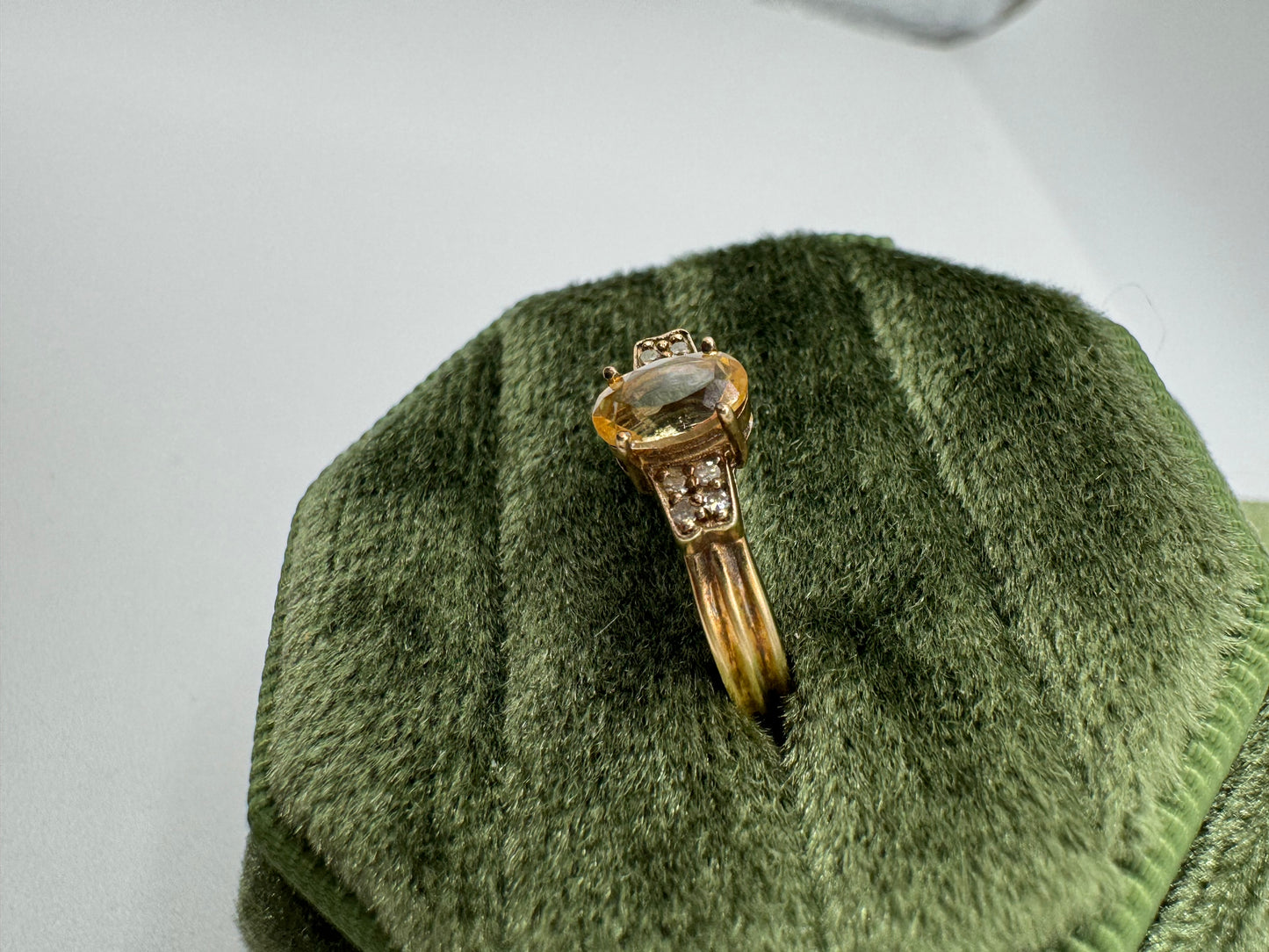 9ct gold imperial topaz and diamond ring