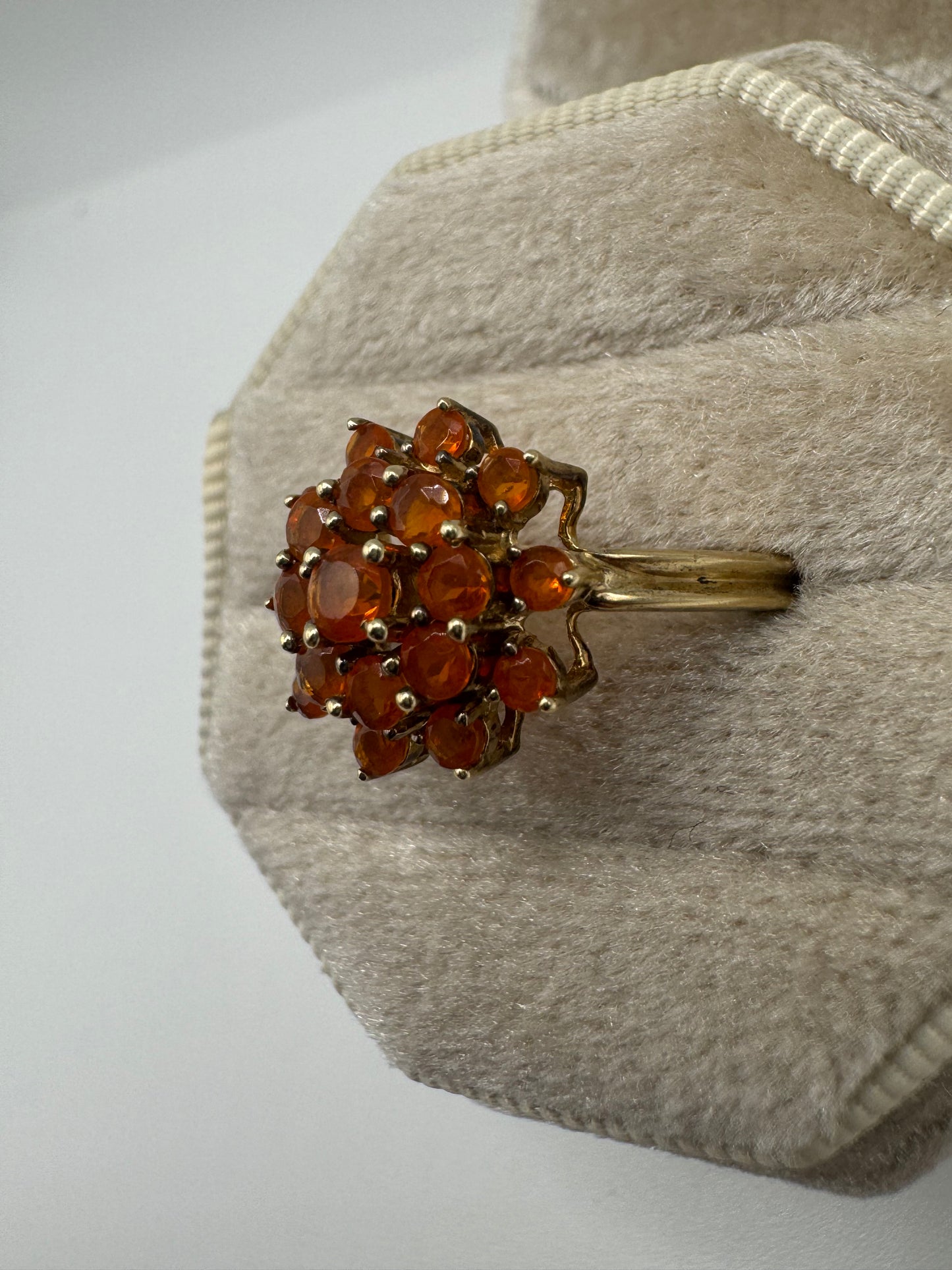 9ct gold fire opal cluster ring