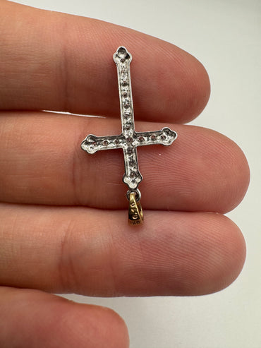 9ct gold diamond cross pendant