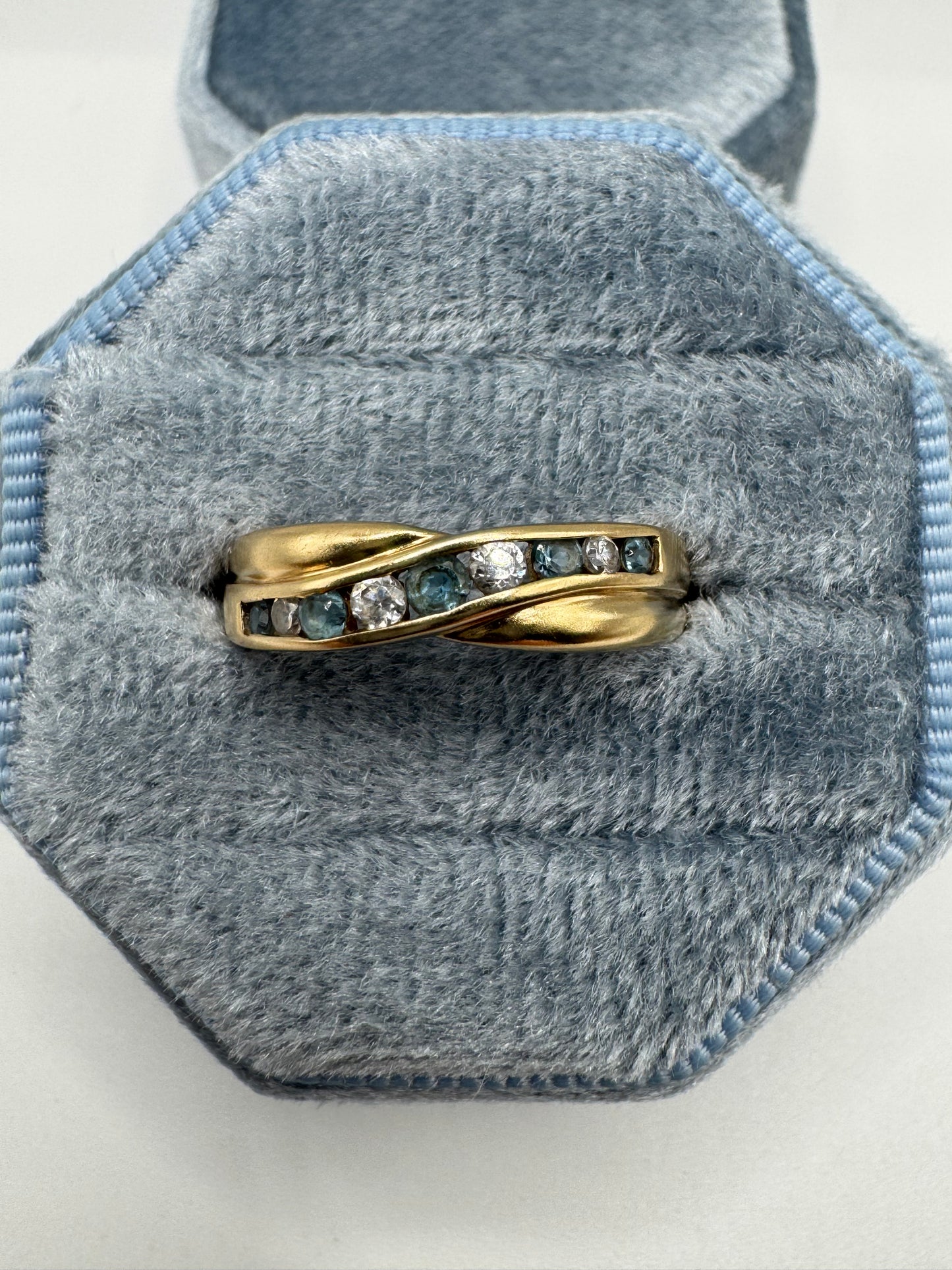 9ct gold topaz and cz ring
