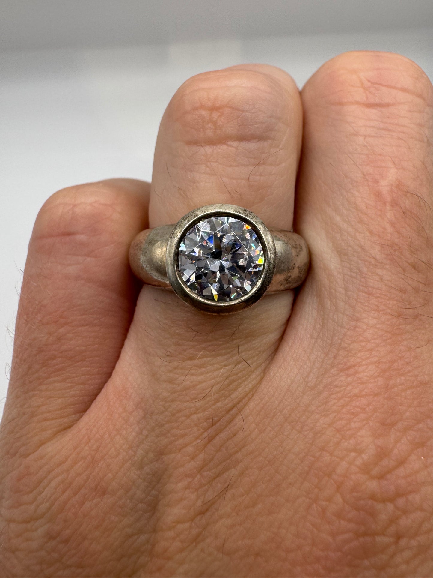 Silver cz ring (7.25-O)