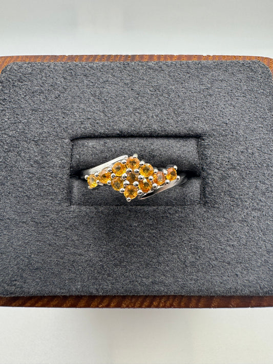 9ct white gold orange sapphire cluster ring