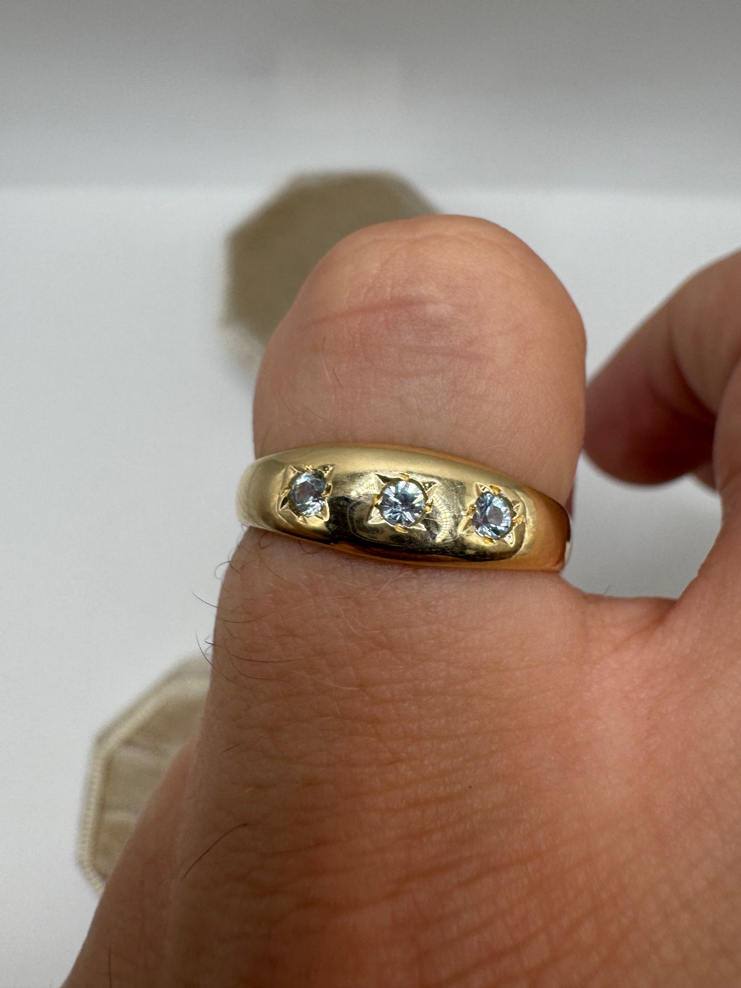 9ct gold blue topaz gypsy ring