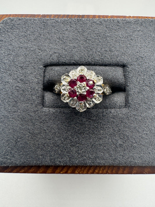 9ct gold ruby and diamond ring