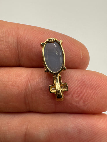 9ct gold chalcedony and diamond pendant