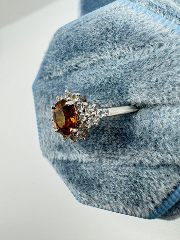 9ct white gold imperial topaz and spinel ring