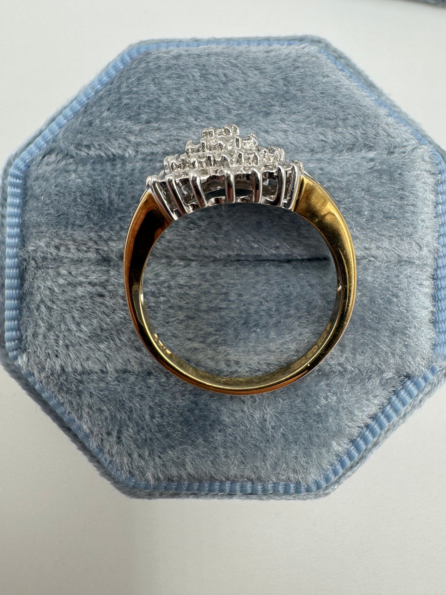 9ct gold 25 point diamond cluster ring