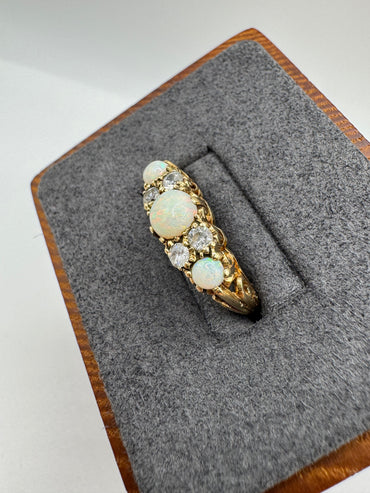 9ct gold opal and paste ring