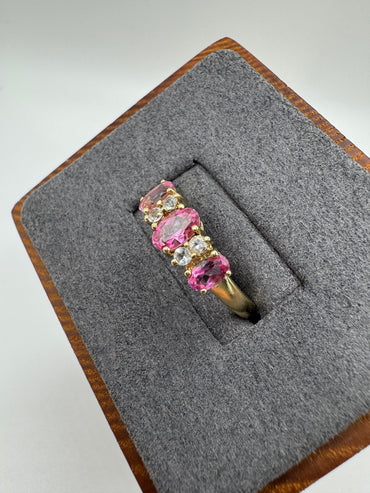 9ct gold pink topaz and zircon ring