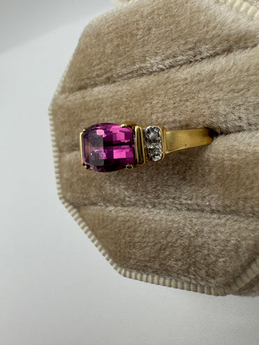 9ct gold tourmaline and diamond ring